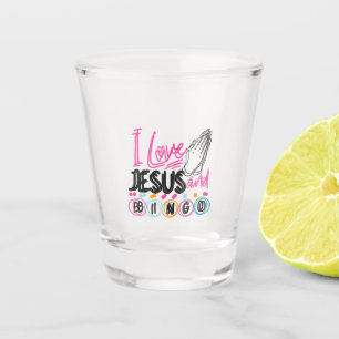 Bingo Player Jesus Faith Christian I Love Jesus An Shot Glass