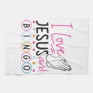 Bingo Player Jesus Faith Christian I Love Jesus An Tea Towel