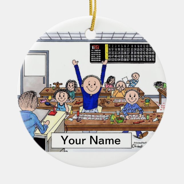 Bingo Player - Male Ceramic Tree Decoration (Front)