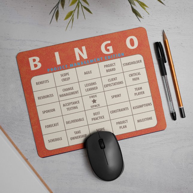 Bingo Project Management Edition Mouse Mat (No boring meeting will ever be the same with these hilarious mouse pads! )