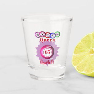 Bingo Queen Funny Personalised Birthday Shot Glass