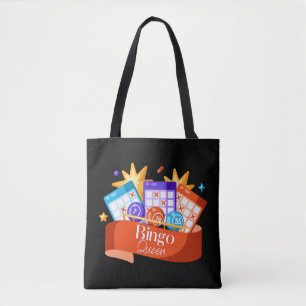 Bingo Queen on Black Tote Bag