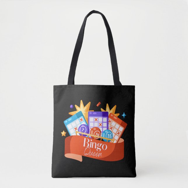Bingo Queen on Black Tote Bag (Front)