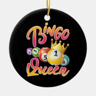 Bingo Queen Player Women Ceramic Tree Decoration