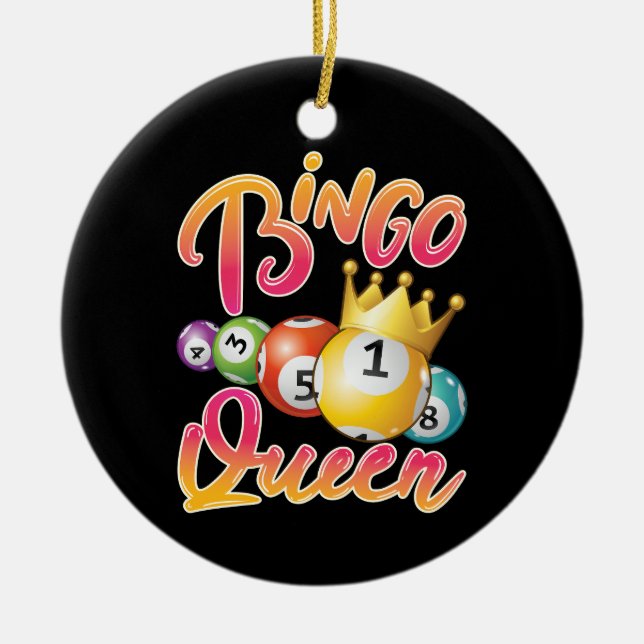 Bingo Queen Player Women Ceramic Tree Decoration (Front)