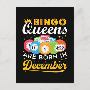 Bingo Queens Are Born in December Birthday Women Postcard