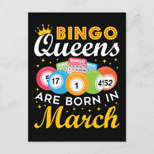 Bingo Queens Are Born in March Postcard