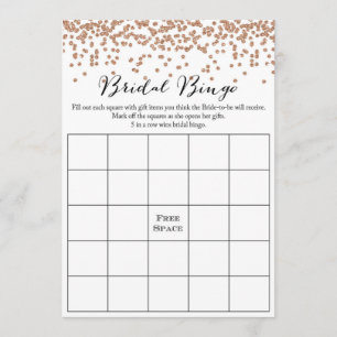 Bingo Rose Gold Bridal Shower Game 5x7 Invitation