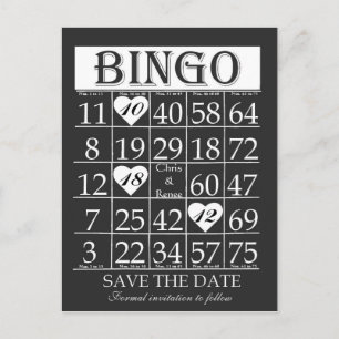 Bingo Save the Date Black & White Postcard