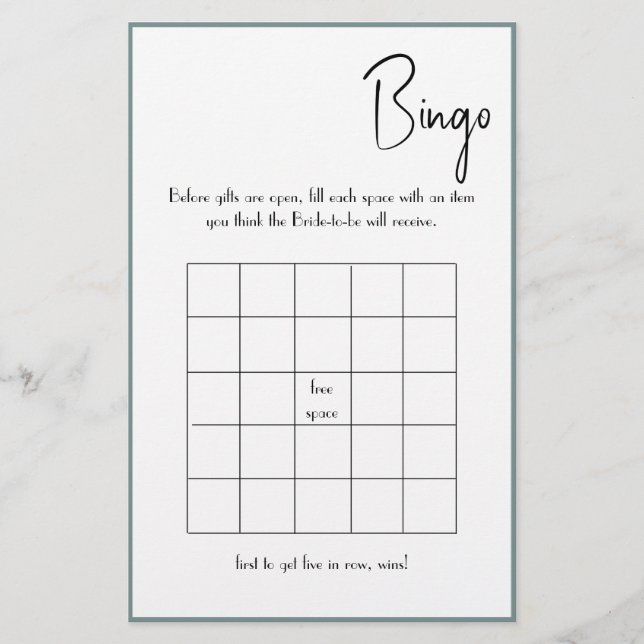 Bingo Shower Game Flyer (Front)