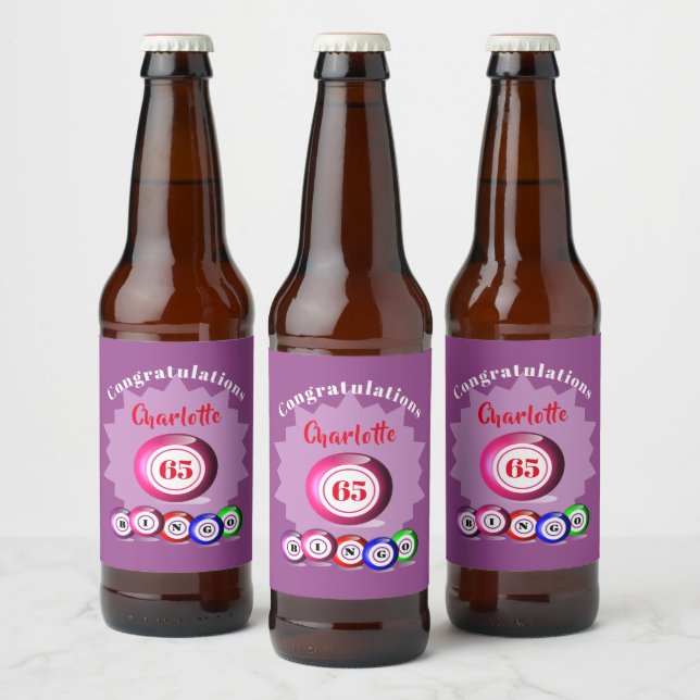 Bingo Themed Birthday Party Personalised Beer Bottle Label (Bottles)