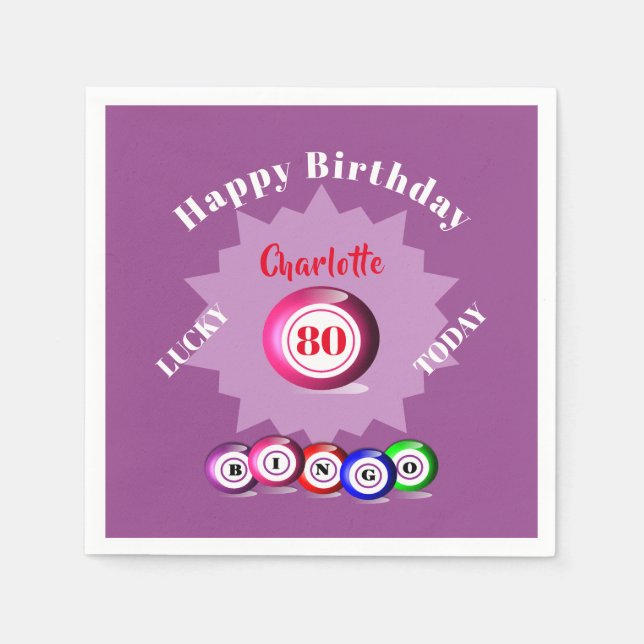 Bingo Themed Birthday Party Personalised  Napkin (Front)
