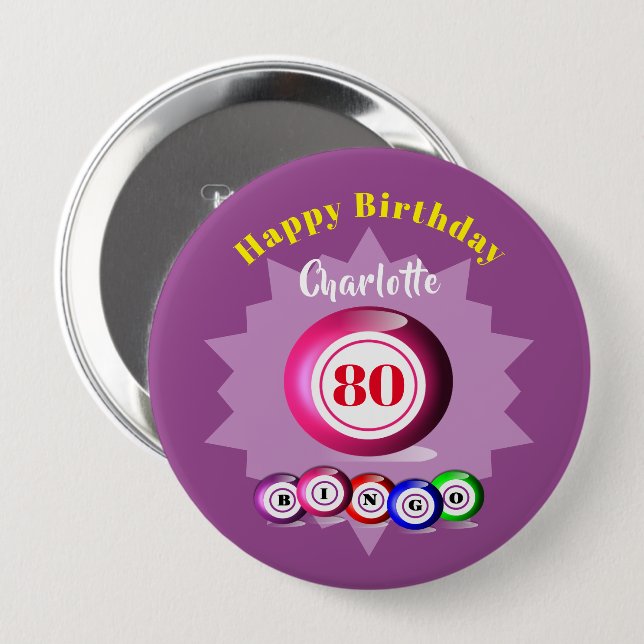 Bingo Themed Fun Birthday Personalised  10 Cm Round Badge (Front & Back)