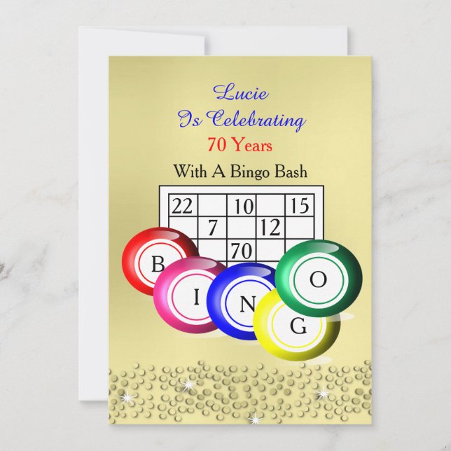 Bingo Themed Party Fun Colourful Invitation (Front)