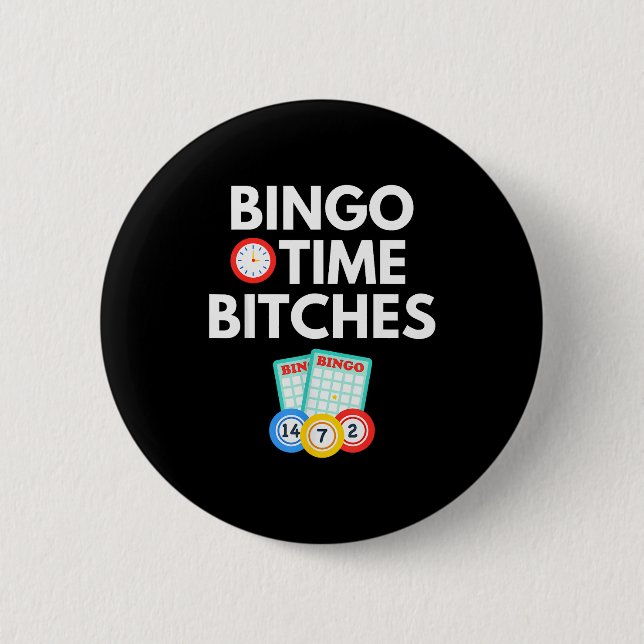 Bingo Time Es Funny Bingo Player Game Lover Gift H 6 Cm Round Badge (Front)