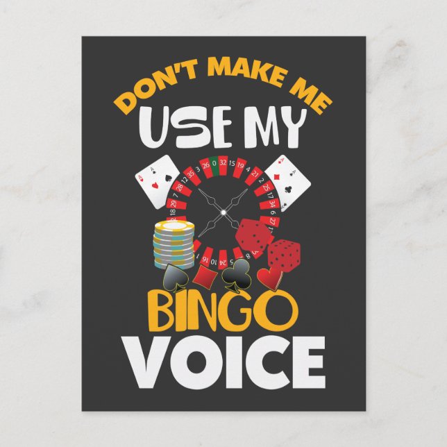 Bingo Voice Funny Casino Gambler Bingo Player Postcard (Front)