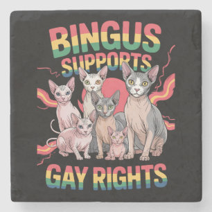 Bingus Supports Gay Rights Sphynx Cat LGBTQ Pride Stone Coaster