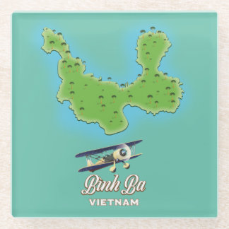 Bình Ba Island map Vietnam map Ceramic Tile Glass Coaster