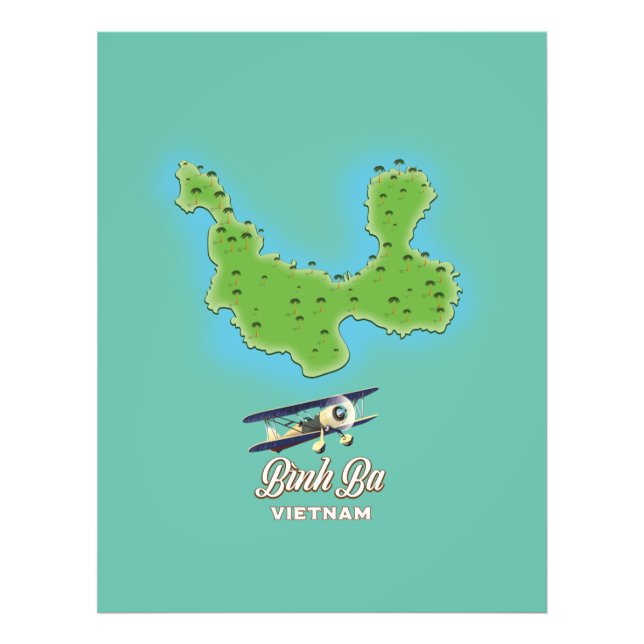 Bình Ba Island map Vietnam map Photo Print (Front)