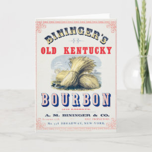 Bininger's Old Kentucky Bourbon 1849 Reserve. Card