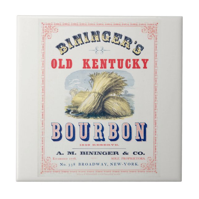 Bininger's Old Kentucky Bourbon 1849 Reserve. Tile (Front)