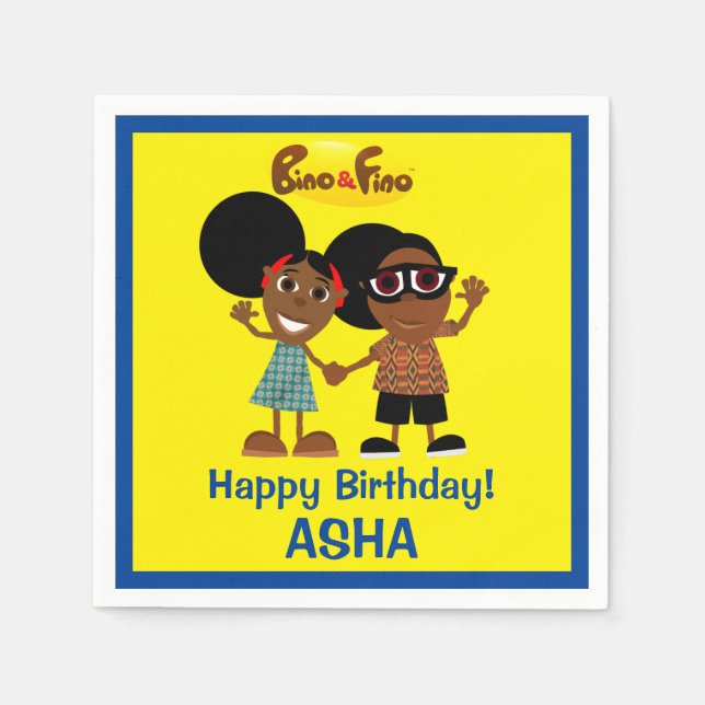 Bino and Fino Birthday Napkin (Front)