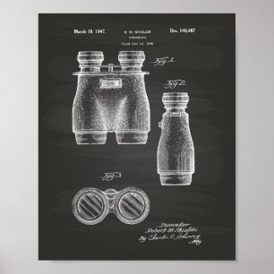 Binocular 1947 Patent Art White Paper Poster