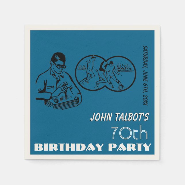 Binocular Soccer 70th Birthday Party Paper Napkin (Front)