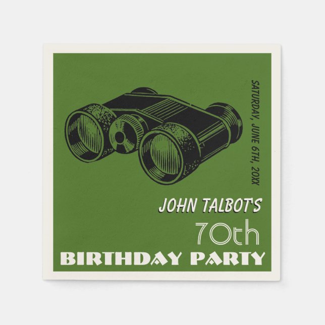 Binoculars 70th Birthday Party Paper Napkin (Front)