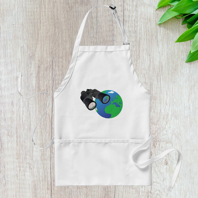 Binoculars Looking at Earth Planet Explorer Travel Standard Apron (Creator Uploaded)