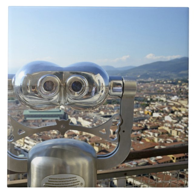 Binoculars overlooking Florence cityscape, top Tile (Front)