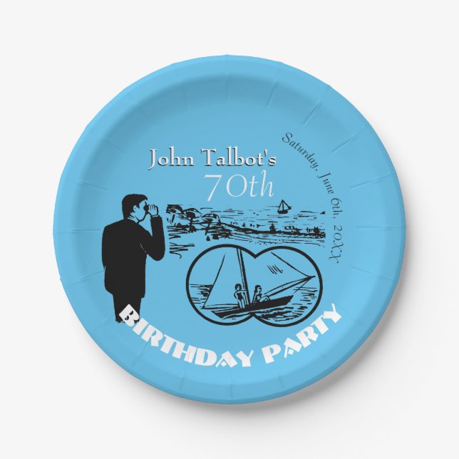 Binoculars Sailboat 70th Birthday Party P Plate (Front)