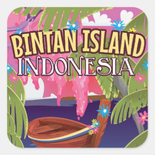 Bintan Island Indonesia travel poster Square Sticker