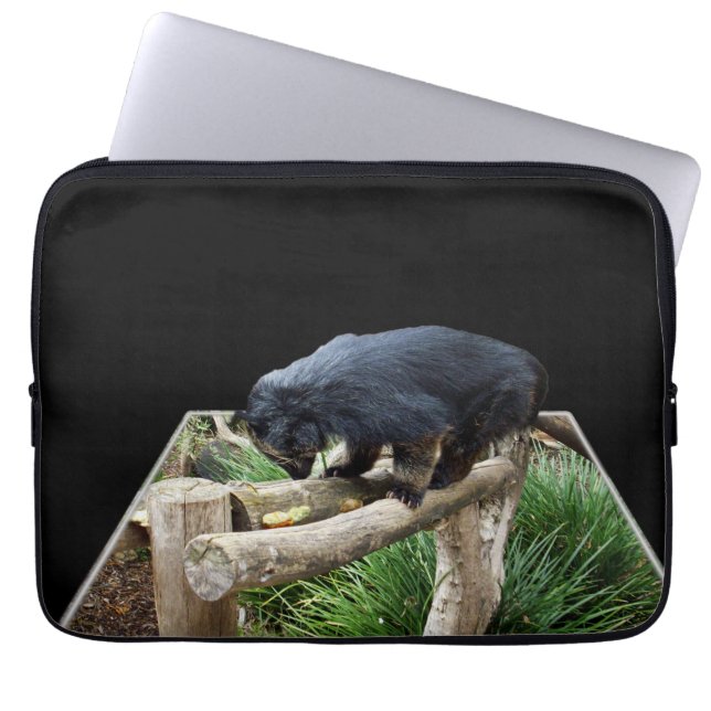 Binturong Standing On A Wooden Rail, Laptop Sleeve (Front)