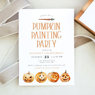 BINX Fall Halloween Pumpkin Painting Birthday Invitation