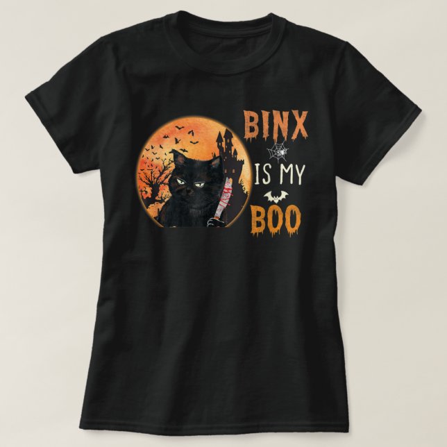 binx is my boo cute halloween cat  T-Shirt (Design Front)