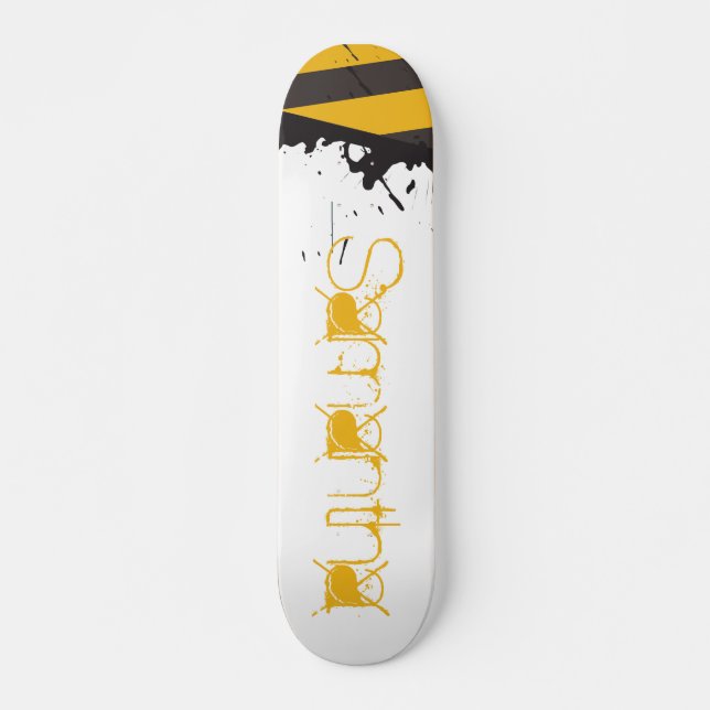 Bio Hazard Caution Tape Old School Skateboard (Front)