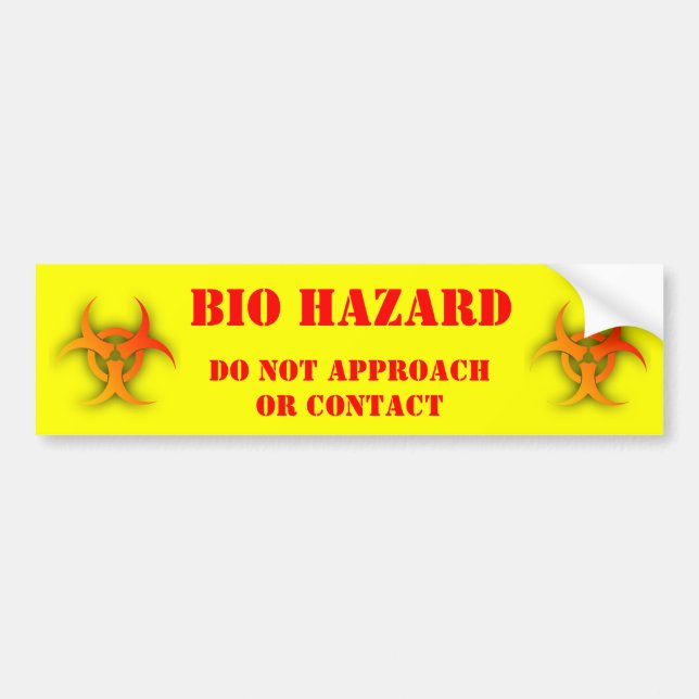 Bio Hazard Funny Bumper Sticker Humour (Front)