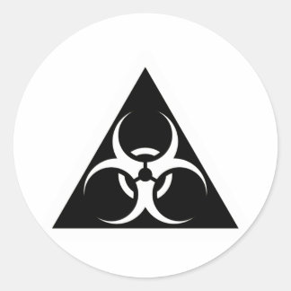 Bio Hazard or Biohazard Sign Symbol Warning Black Classic Round Sticker