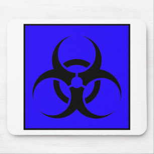 Bio Hazard or Biohazard Sign Symbol Warning Blue Mouse Mat