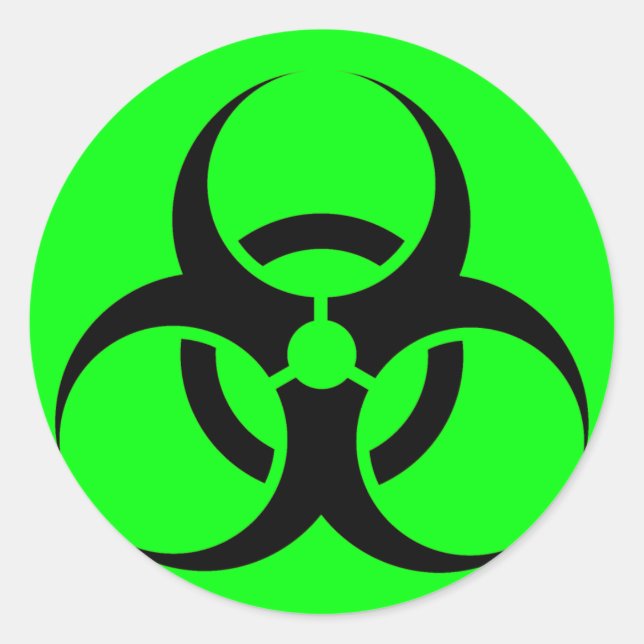 Bio Hazard or Biohazard Sign Symbol Warning Green Classic Round Sticker (Front)