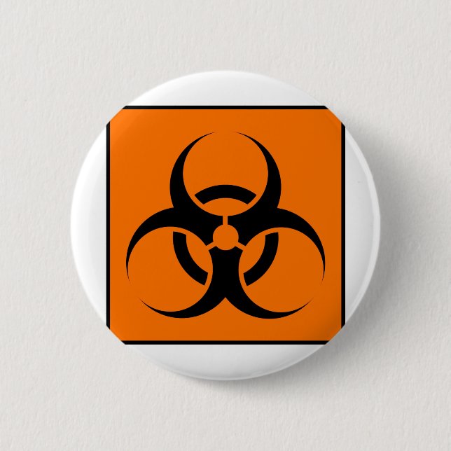 Bio Hazard or Biohazard Sign Symbol Warning Orange 6 Cm Round Badge (Front)