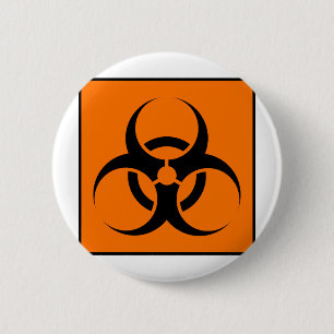 Bio Hazard or Biohazard Sign Symbol Warning Orange 6 Cm Round Badge