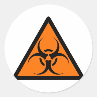 Bio Hazard or Biohazard Sign Symbol Warning Orange Classic Round Sticker