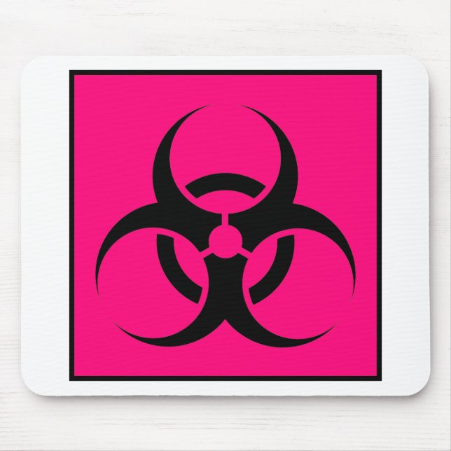 Bio Hazard or Biohazard Sign Symbol Warning Pink Mouse Mat (Front)