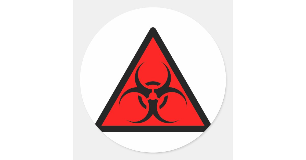 Bio Hazard or Biohazard Sign Symbol Warning Red Classic Round Sticker ...