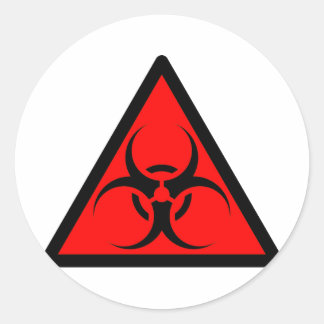 Bio Hazard or Biohazard Sign Symbol Warning Red Classic Round Sticker