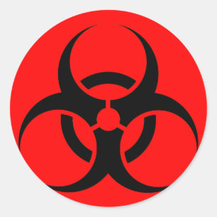 Bio Hazard or Biohazard Sign Symbol Warning Red Classic Round Sticker