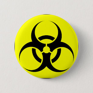 Bio Hazard or Biohazard Sign Symbol Warning Yellow 6 Cm Round Badge
