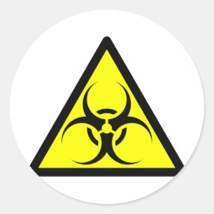 Bio Hazard or Biohazard Sign Symbol Warning Yellow Classic Round Sticker